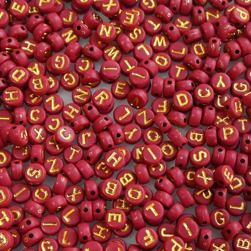 Looconi Amaney 1000pcs Red Letter Beads Gold Beads 7x4mm for Jewelry Making Bracelet Hair Braids Crafts Christmas Decorations - Image 1